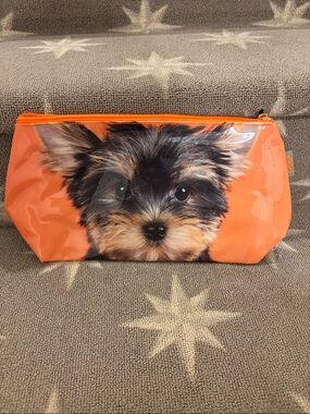 Orange Yorkie Print Dog Accessory Pouch